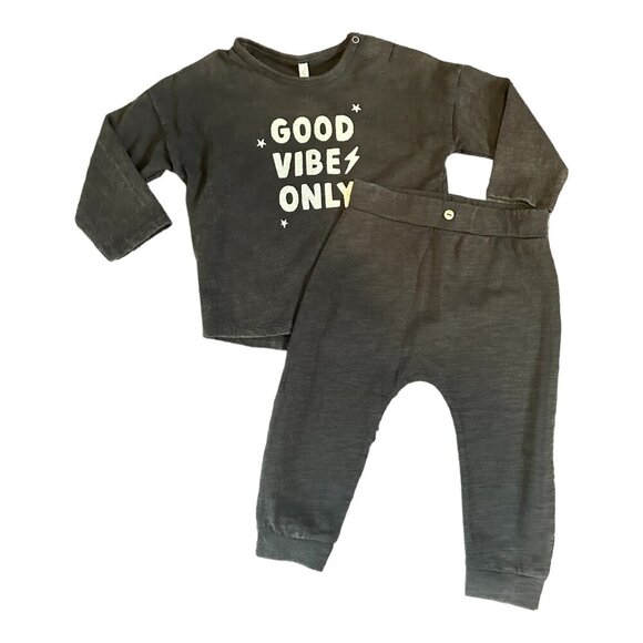 NWTS- Rylee + Cru/Good Vibes Only Brown Outfit/Pants and top, Sz 18-24 - Picture 3 of 5